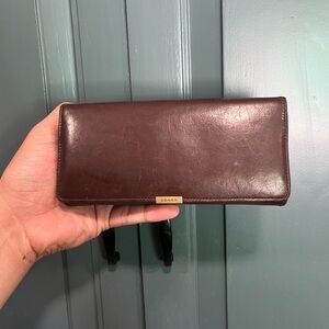 Vintage Coach Leather Tri Fold Wallet with Gold Hardware